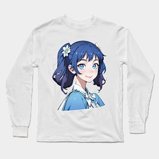 Cute happy anime girl in summer series Long Sleeve T-Shirt